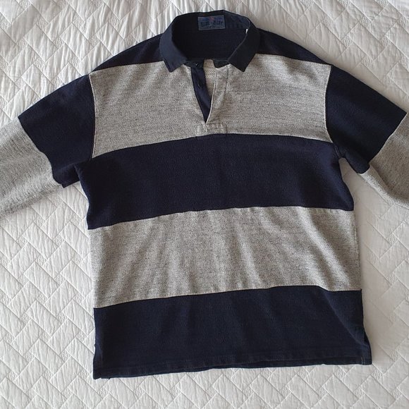 Blue Blue Japan Border Rugby Shirt - Grey & Navy - Picture 5 of 8